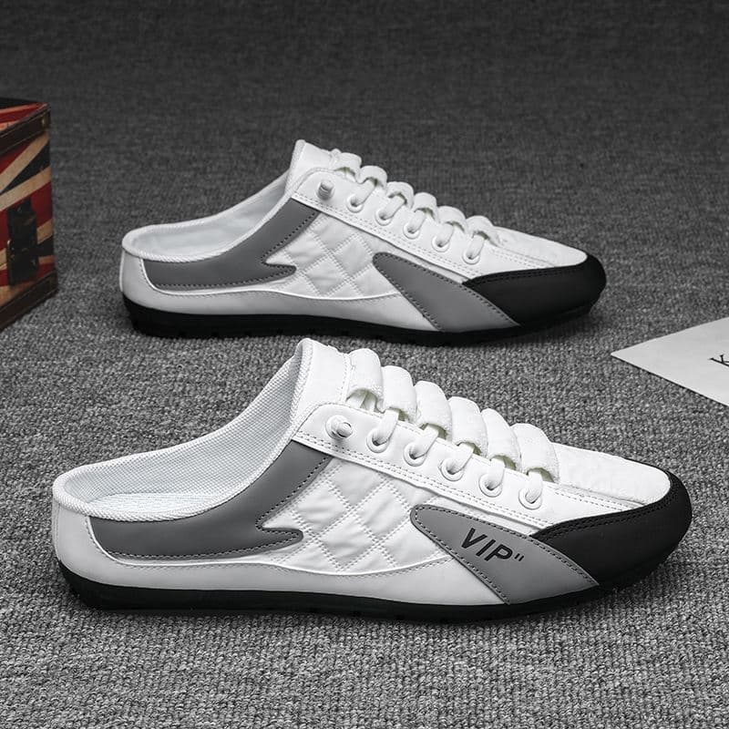 Sapatos masculinos 2026 outono novo estilo respirável deslizamento Casual meia chinelos condução antiderrapante lona sem