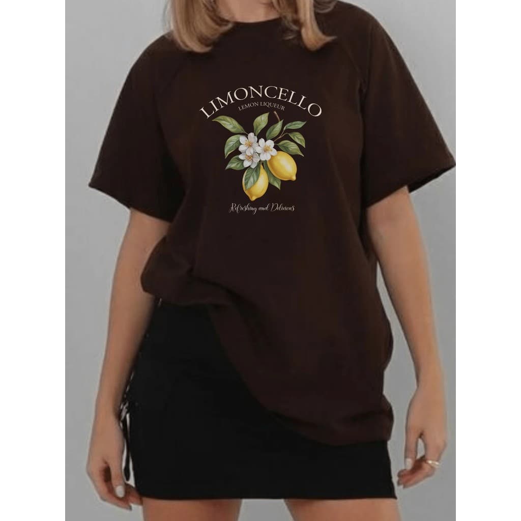 Camiseta de manga curta com design refrescante de limão e caimento regular confortável