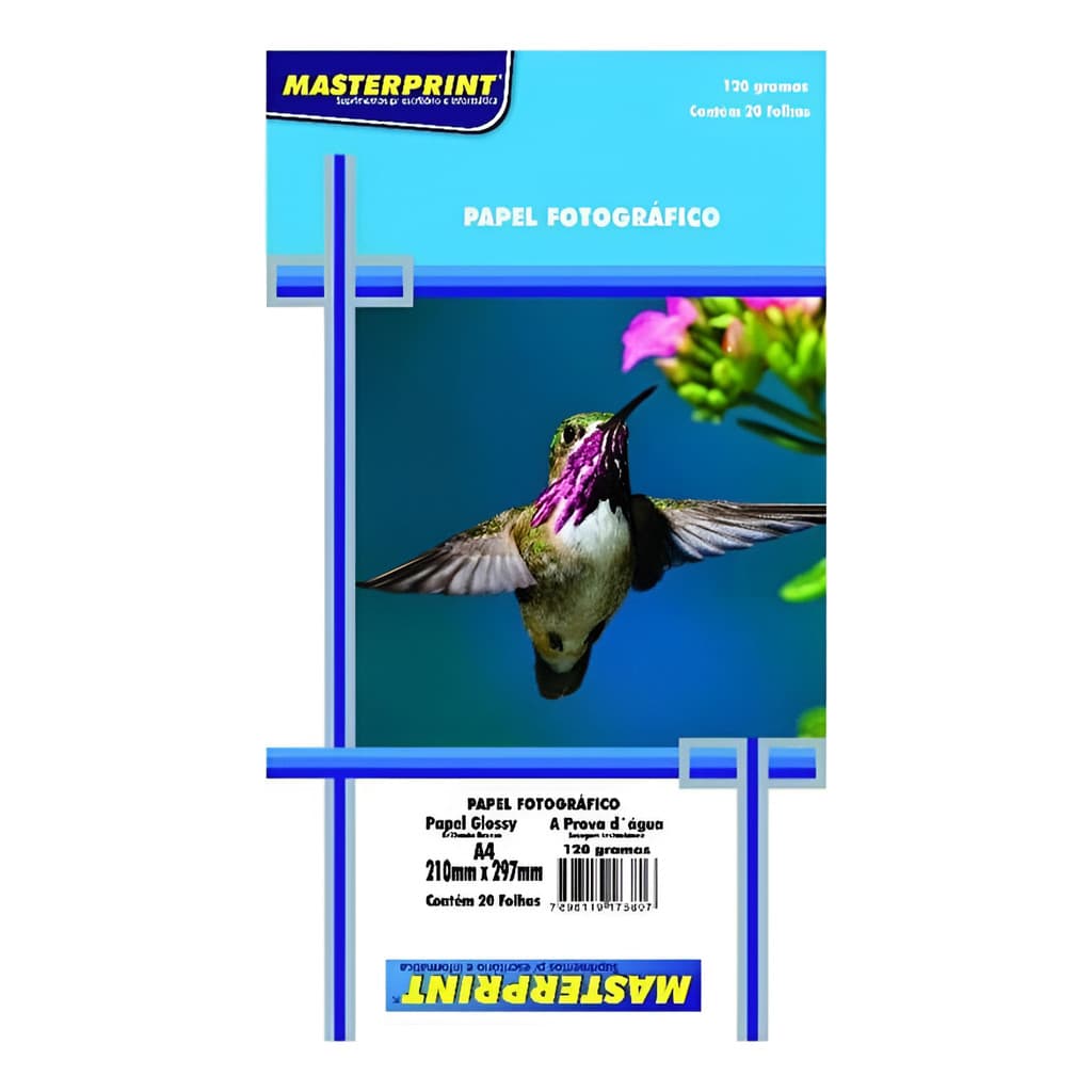 Papel Fotográfico A4 Glossy 120g 20 Folhas Masterprint Branco