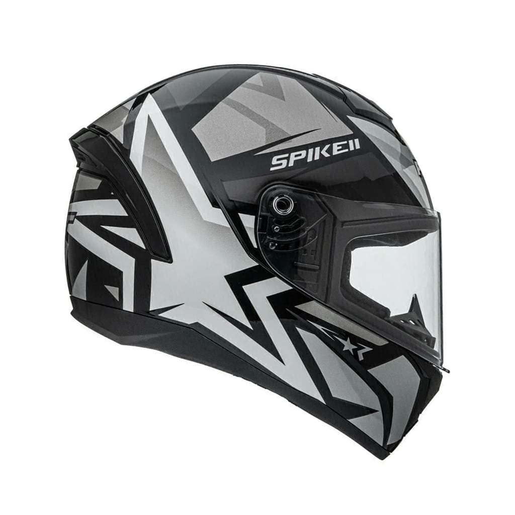 Capacete Fechado Spike II 1ST Preto Prata Peels