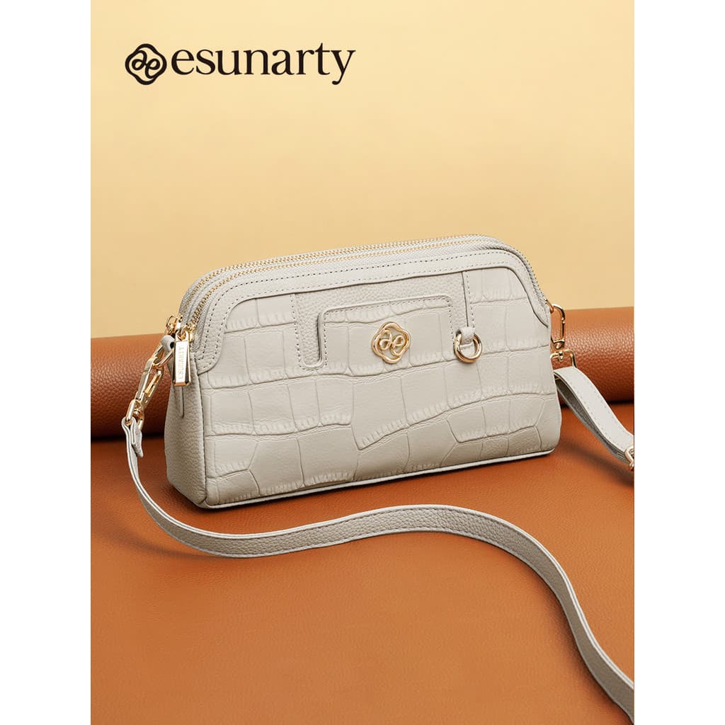 Bolsa pequena de couro genuíno estilo feminino 2025 novo estilo couro macio leve bolsa mensageiro de luxo padrão de croc
