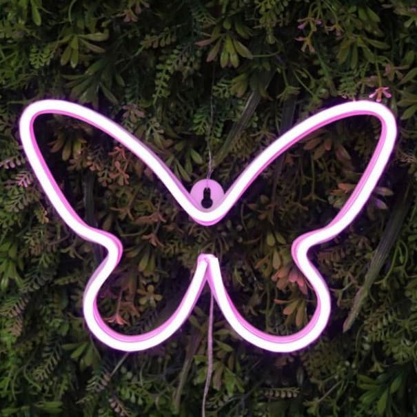 Luminária LED Neon 3D Borboleta - Decoração Iluminação Forte - Festas Eventos Lojas