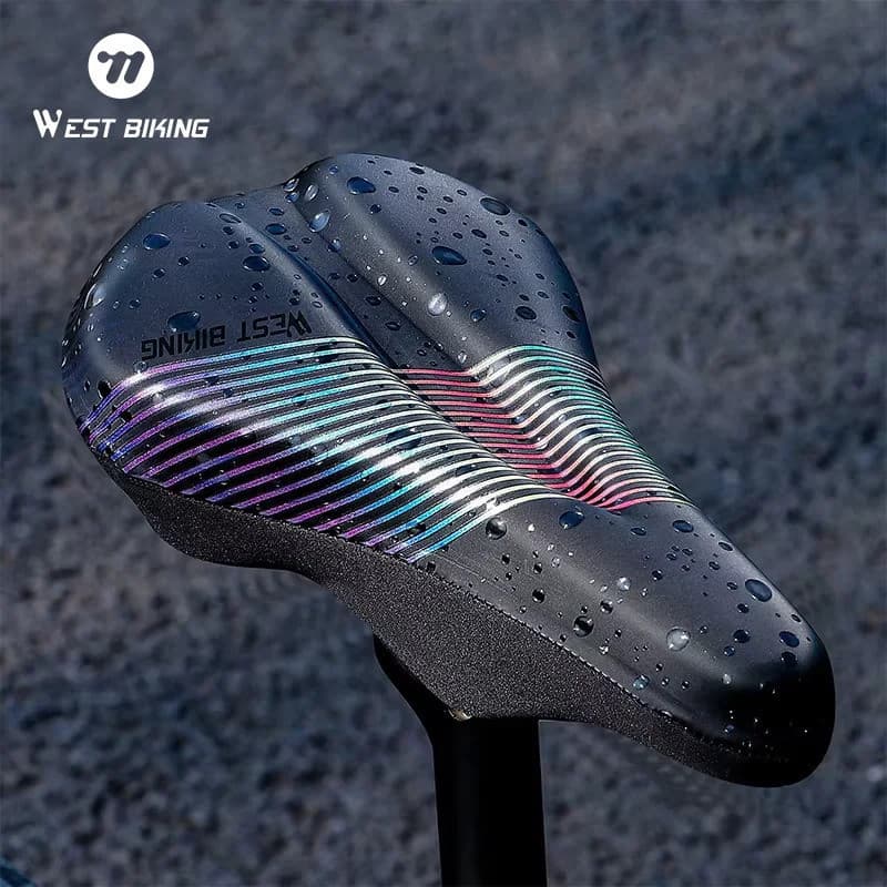 WEST BIKING Capa de Selim de Bicicleta Confortável em Gel com Espuma de Memória, Padrão Colorido em Gota d'Água, Acessór