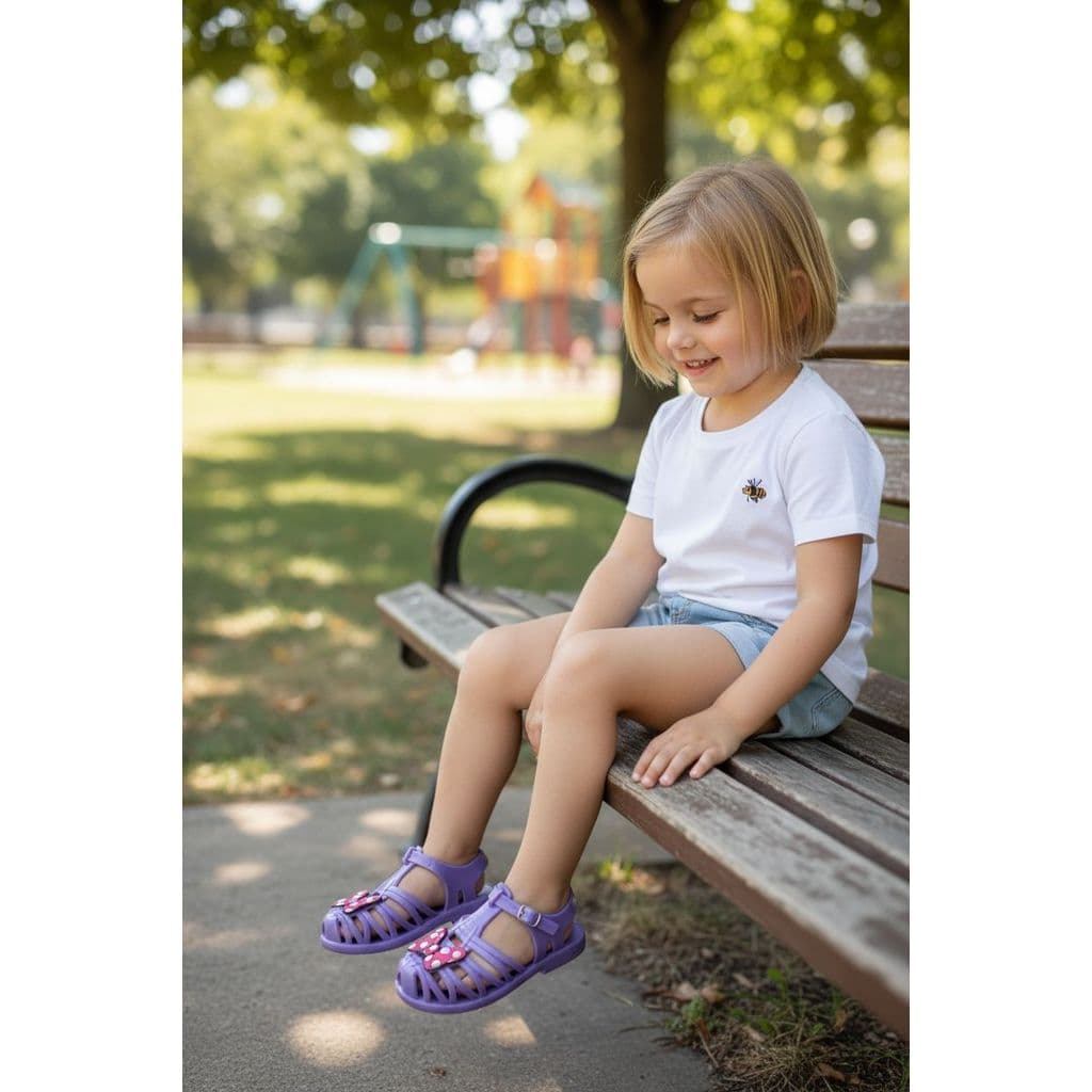 Sandalia Infantil Menina Melissinha Transparente Cristal Laço Confortável Leve Lilas AD