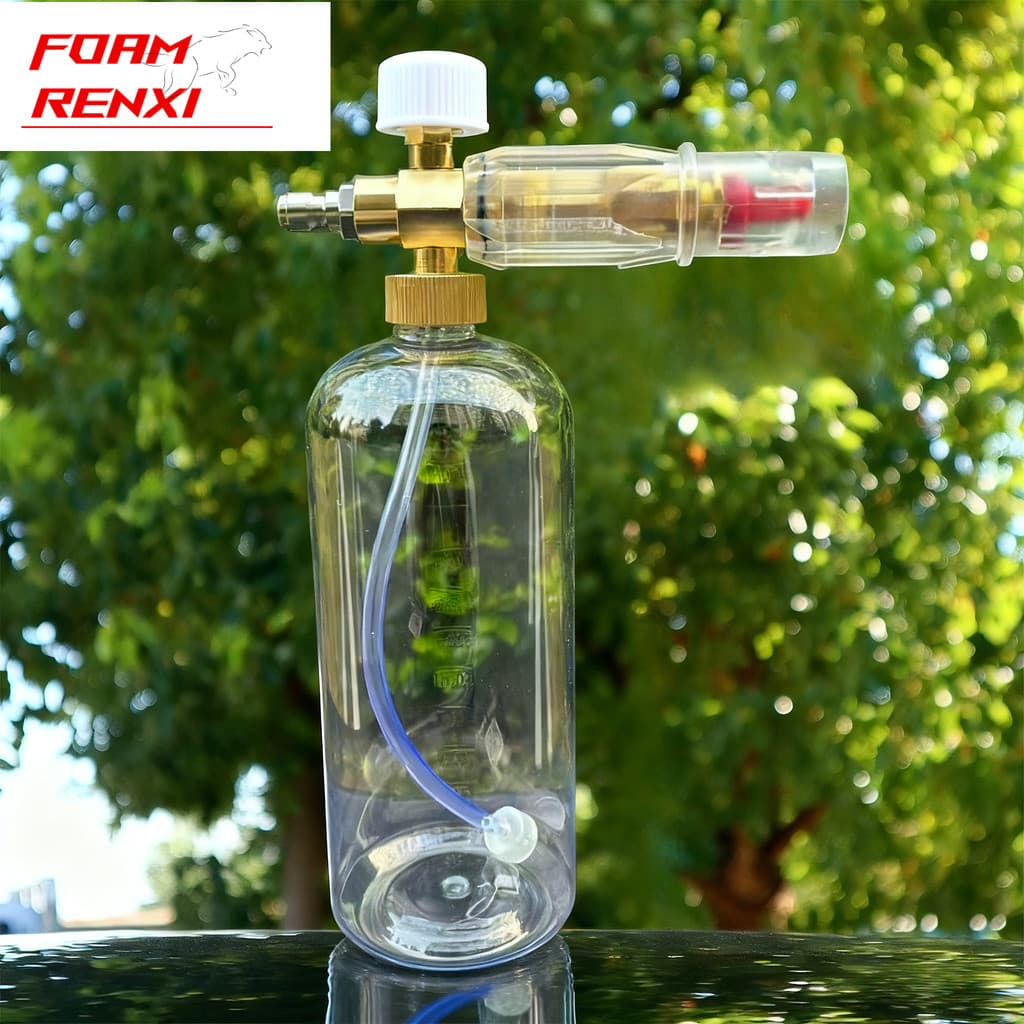 1L Lança De Espuma De Neve Canhão Acessórios De Lavadora De Carro De Alta Pressão Com Conector Rápido De 1/4 Para