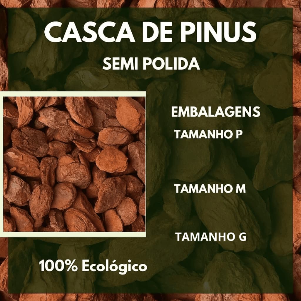 Casca de Pinus Polida para Plantas – Natural para Paisagismo e Decoração | P M G | 1–20 Litros