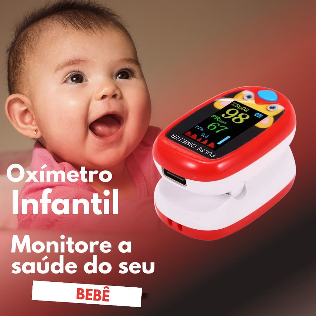 Oxímetro Pediátrico Neonatal Recarregável de Dedo Infantil Saúde
