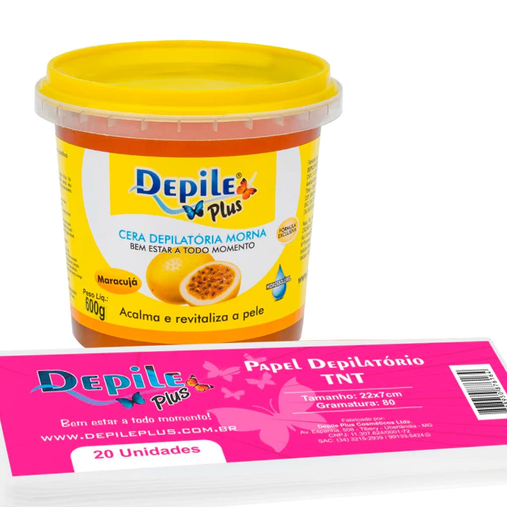 Kit Cera Hidrossolúvel 600g + Papel Depilatório TNT 20 un