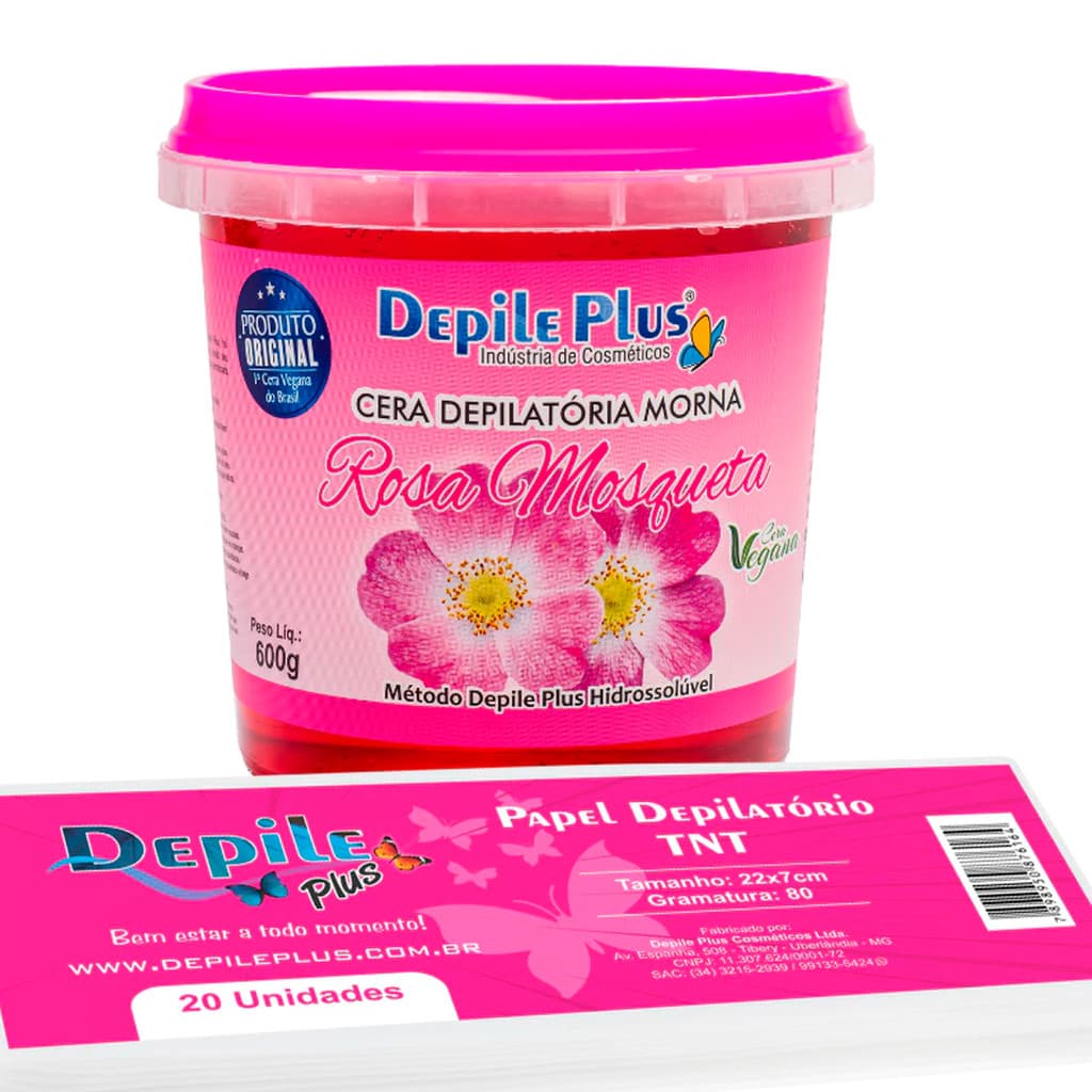 Kit Cera Hidrossolúvel 600g + Papel Depilatório TNT 20 un