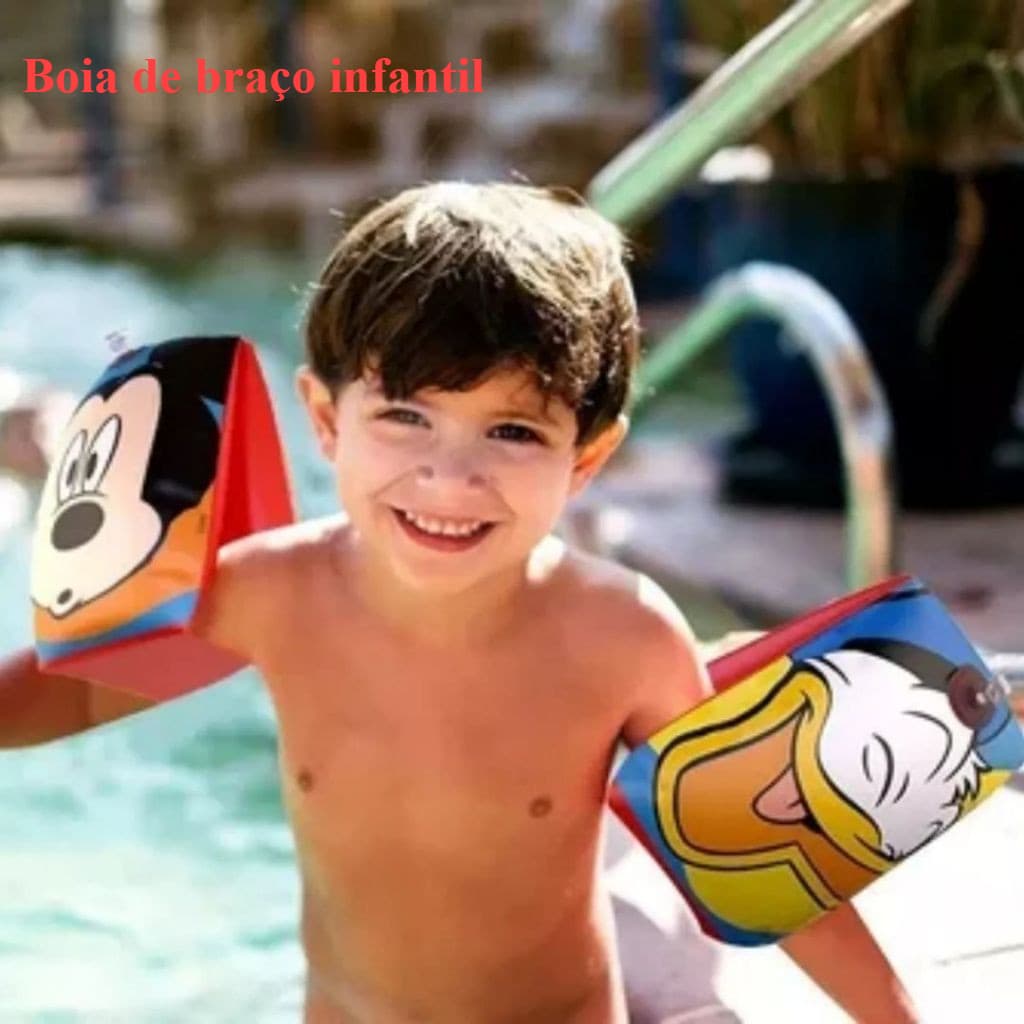 Boia De Braço Infantil Inflável Mickey Disney Junior 18x14cm Peso Máx. 18kg