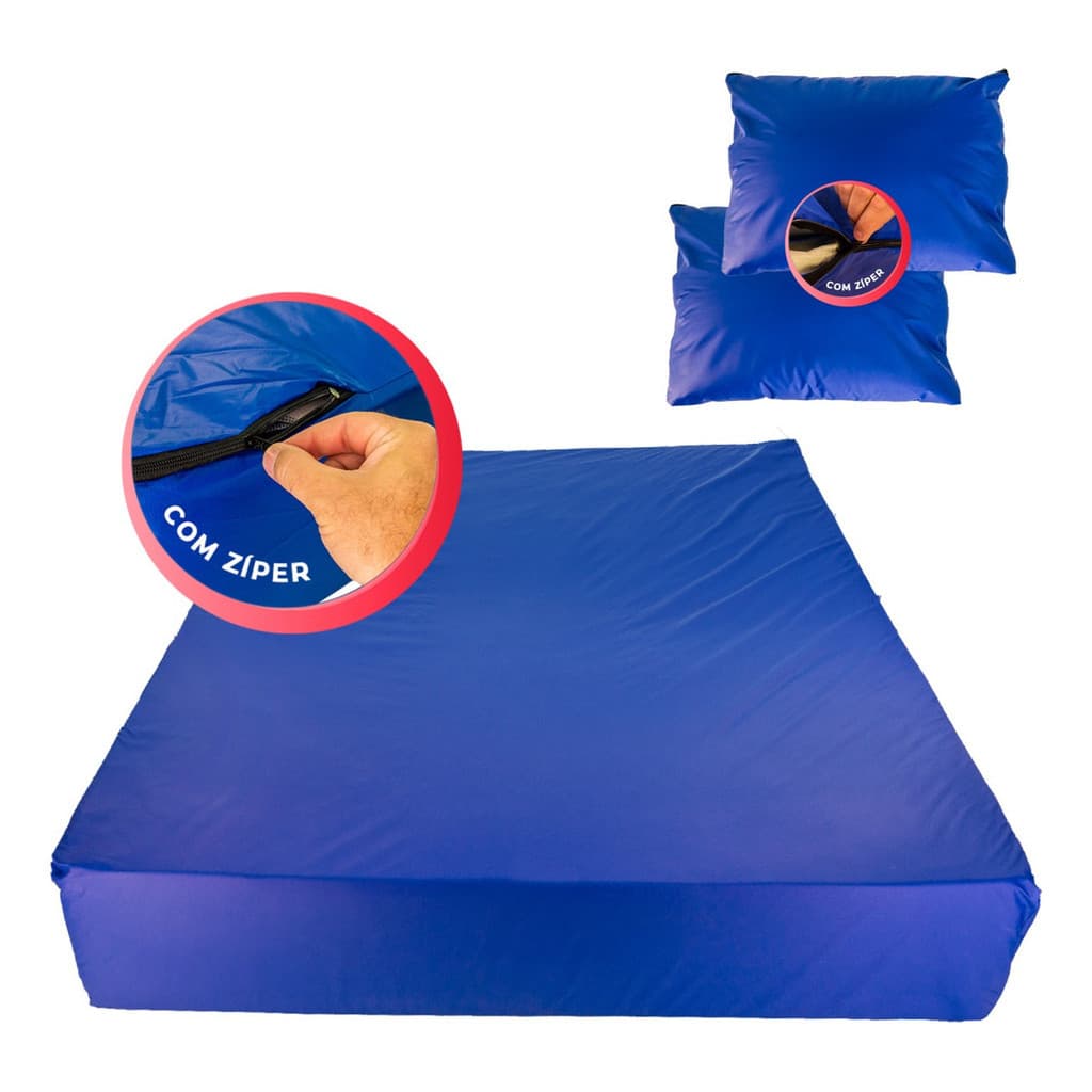 Kit Capa Colchão Casal Impermeável Zíper Hospitalar + 2 Fronha Travesseiro 50x70 Protetor Colchao