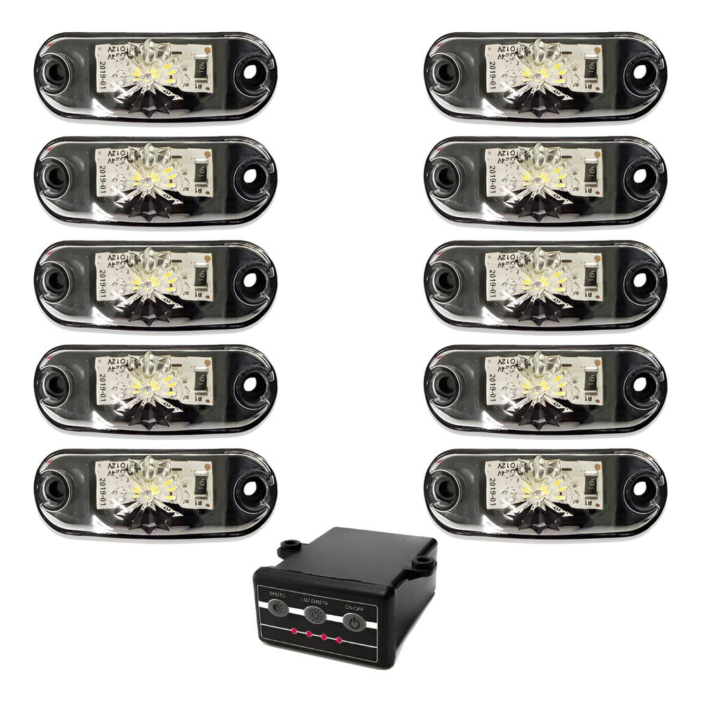 10 Estrobo Led Branco 12v 24v Polícia Som Carro Moto Viatura - Fio Positivo E Negativo - Branco-frio - Branco-frio