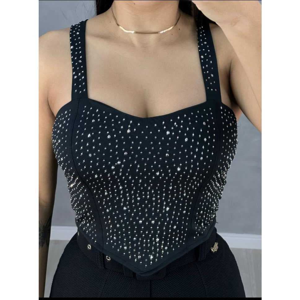 Cropped Pedraria Olivia Strass