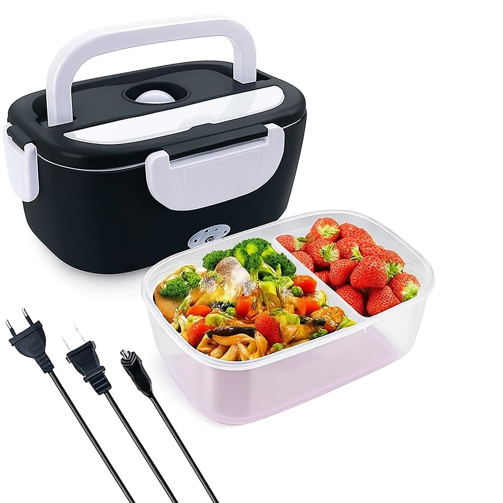 Marmita Elétrica Veicular Sem Água – 12V/24V + Bivolt 110V/220V – Aquece Comida Rápido