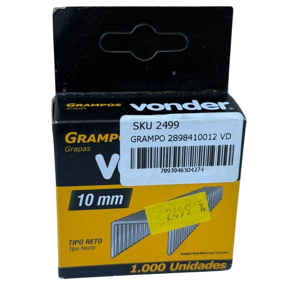 Grampo Reto 10mm Esp 1,2mm P/ Grampeador Manual Vonder Cx 1000un - N 2898410012