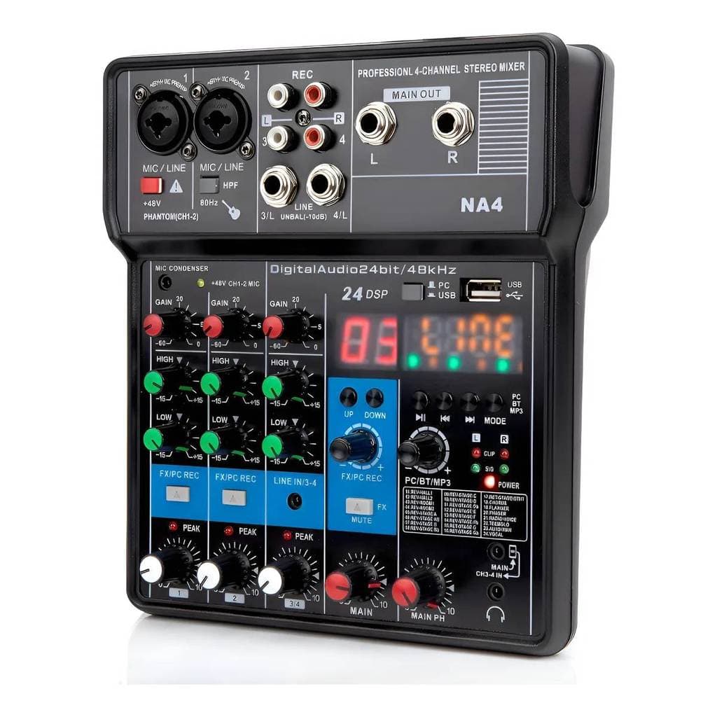 Mesa De Som 4 Canais Com Interface USB E 24 Efeitos De Voz