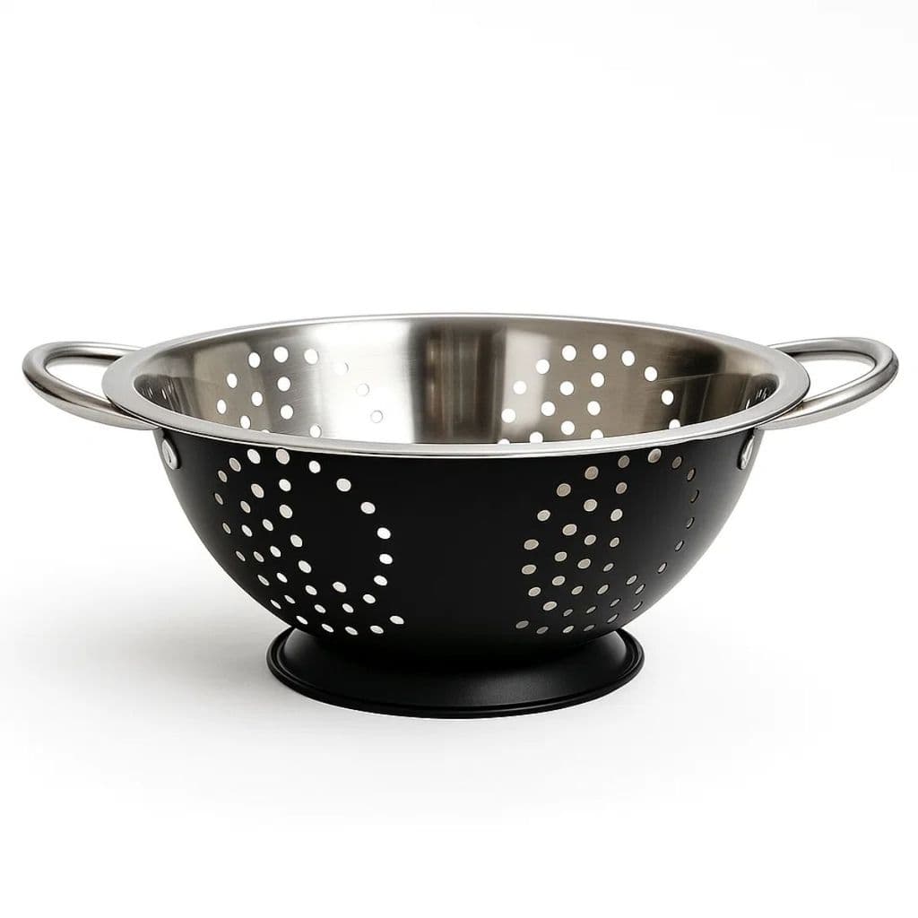 Escorredor de Massas Aço Inox com Preto 24cm Lívon