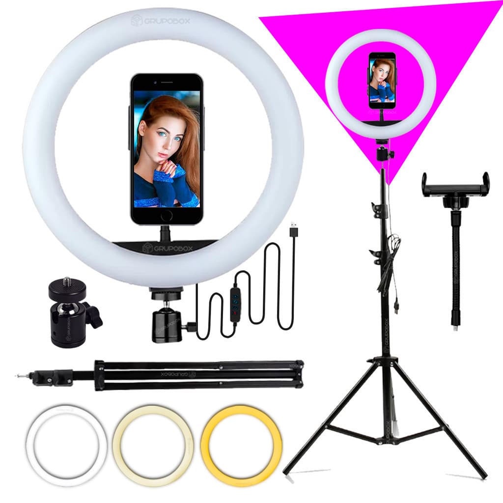 Ring Light Iluminador 10 Polegadas com Tripé 2.10 Metro LED para Celular Iluminação Profissional