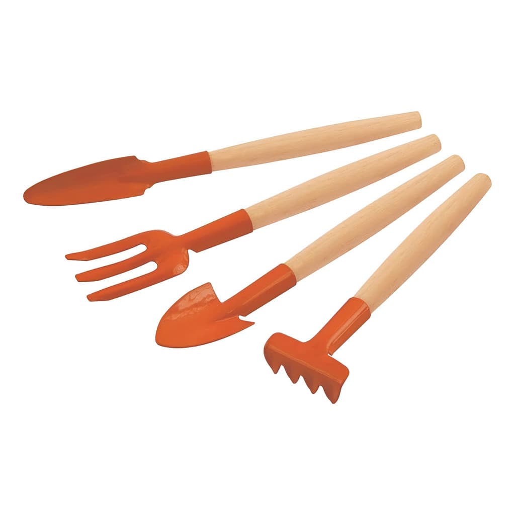 Kit Jardinagem 4 Peças Western – Pá Larga, Pá Estreita, Garfo e Ancinho p/ Horta e Pequeno Jardim