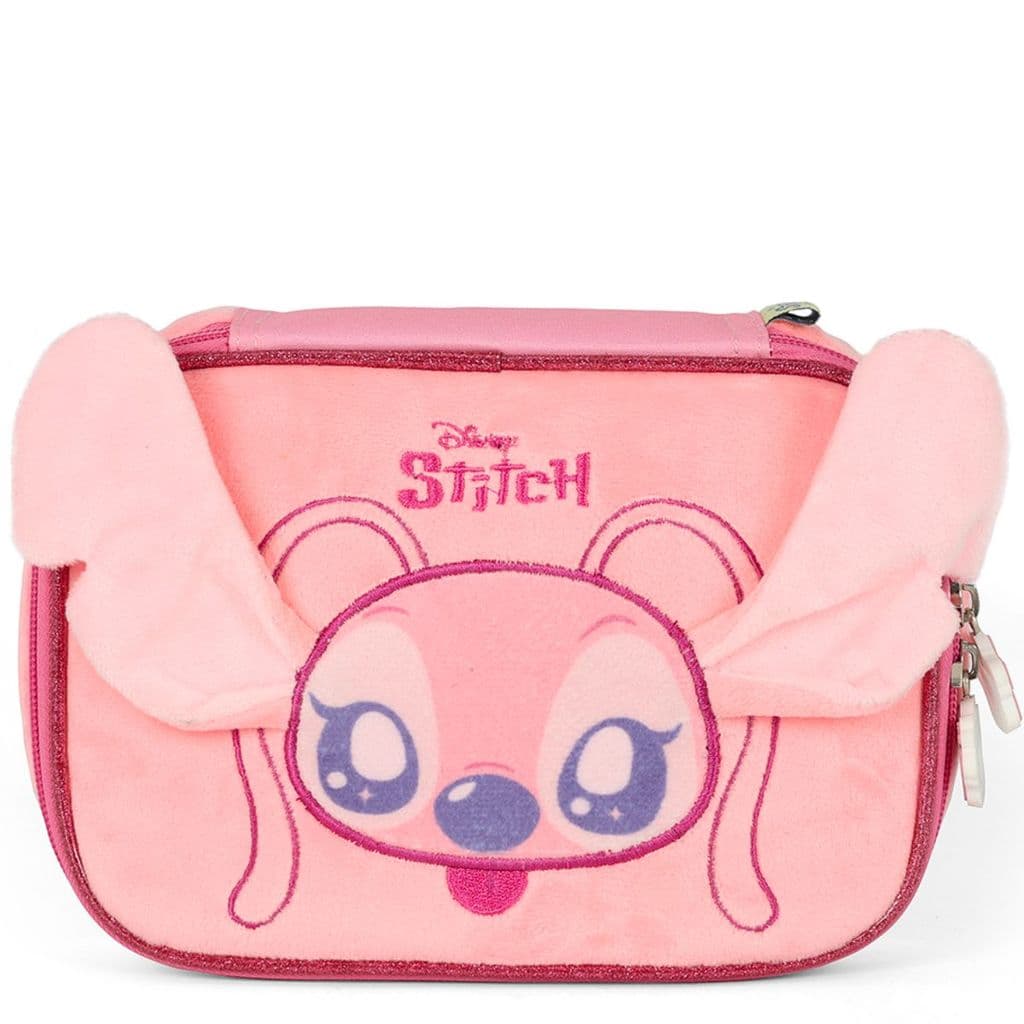 Estojo Box Escolar 100 Pens Aplique 3D Stitch & Angel Rosa - Disney