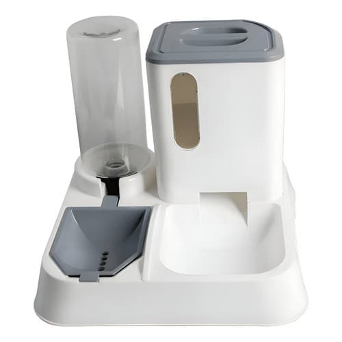 Comedouro Bebedouro Automático Premium Com Pá Porta Petiscos Branco