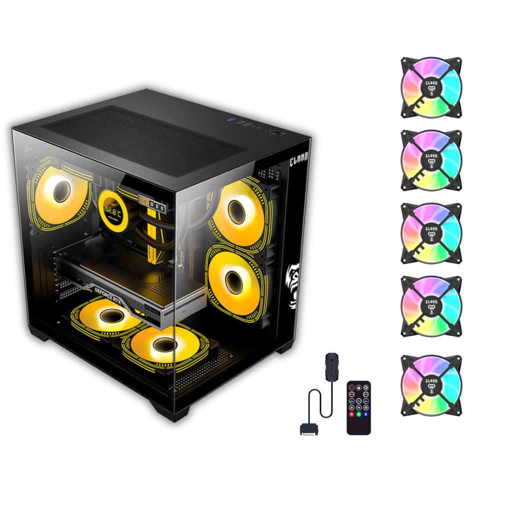 Gabinete Gamer Night Grodd + 5 Fan ARGB + Controladora Clanm
