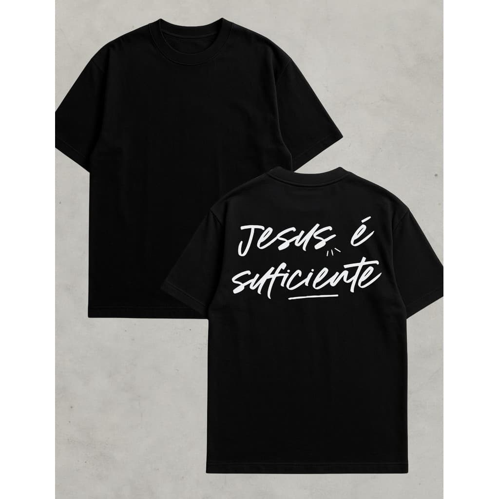 Camiseta Masculina Oversized Blusa 100% Algodão Estampada Jesus é Suficiente