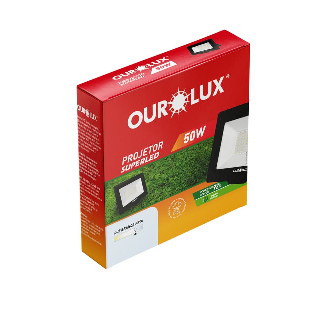 Refletor Led Slim 50w Bivolt 6500k Ourolux