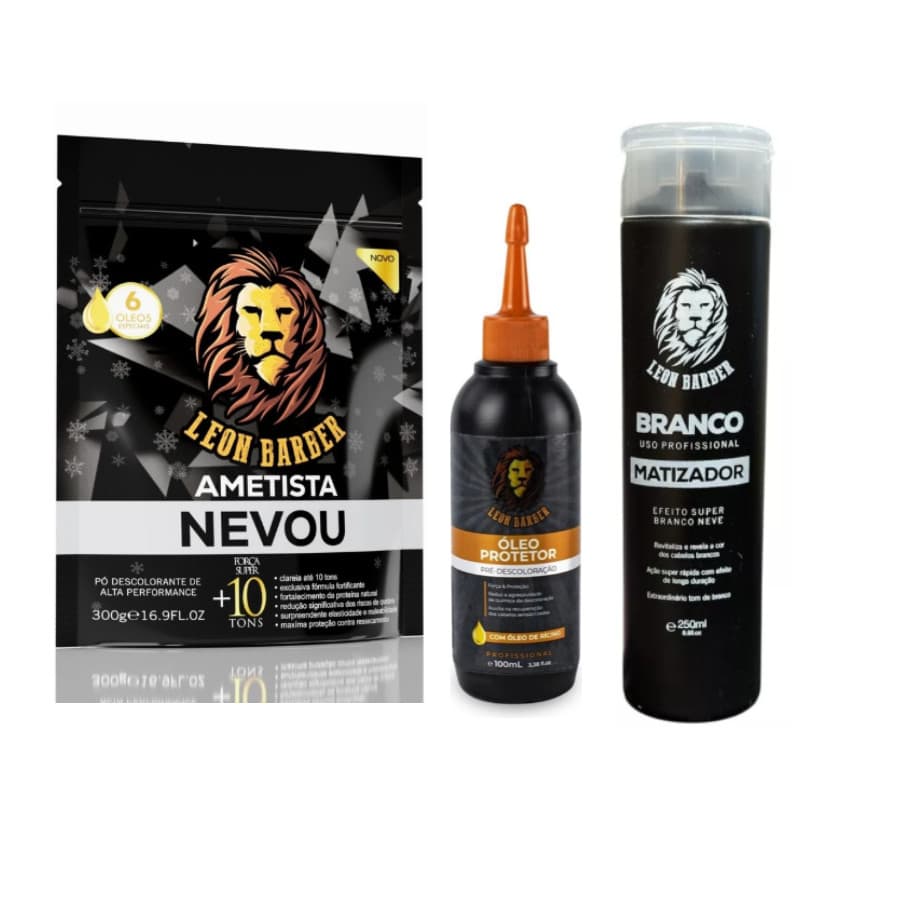 Kit 1 Pó Descolorante Ametista + 1 Óleo Protetor + 1 Matizador