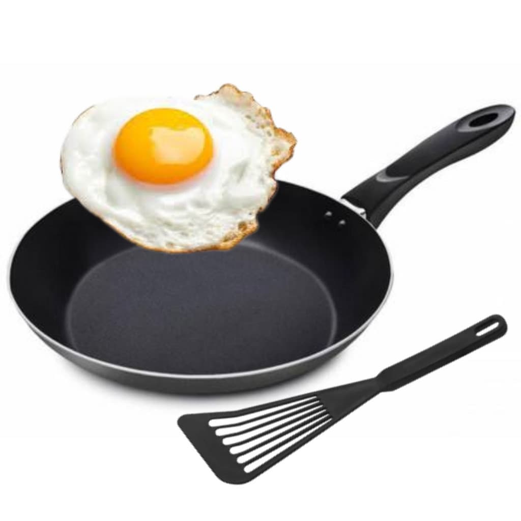 Frigideira Francesa Antiaderente Preta 16 18 20 22 cm Teflon com Espátula Cozinha Omelete