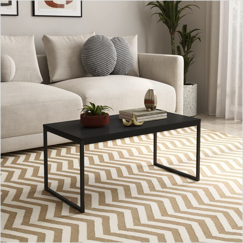 Mesa Centro Carmin 80x40 Tampo MDF Preto
