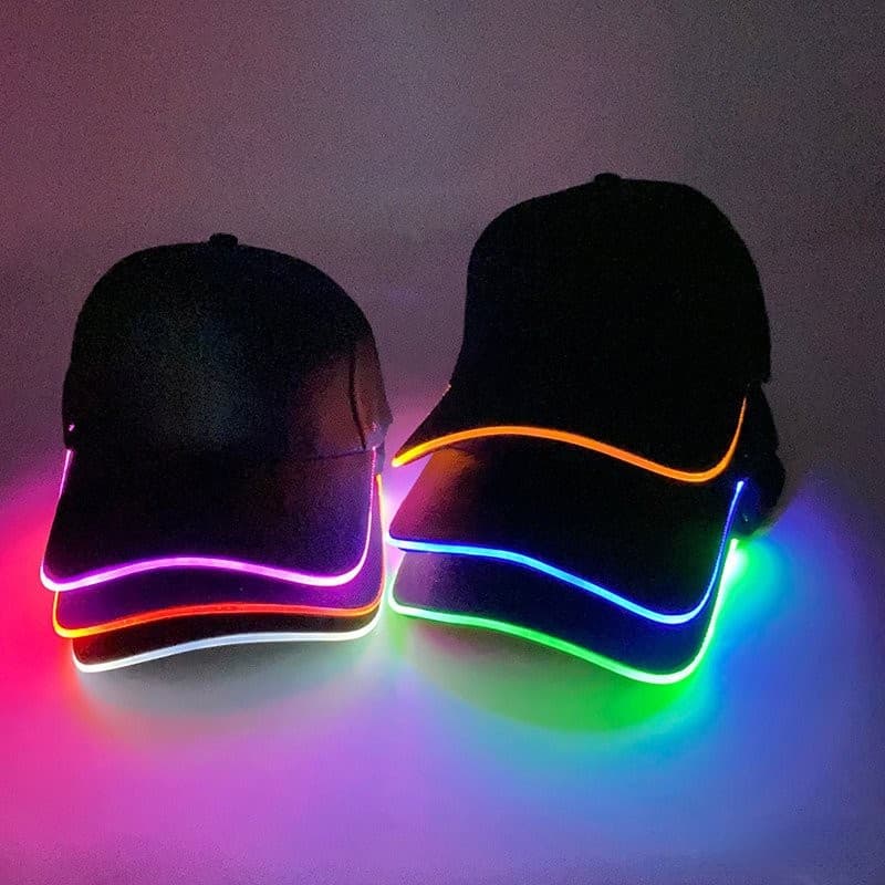 LED Luminoso Hip Hop Rap Boné Elegante Acender Brilhante De Beisebol DJ Dança Boate Bar Festa Neon Acessórios Oi
