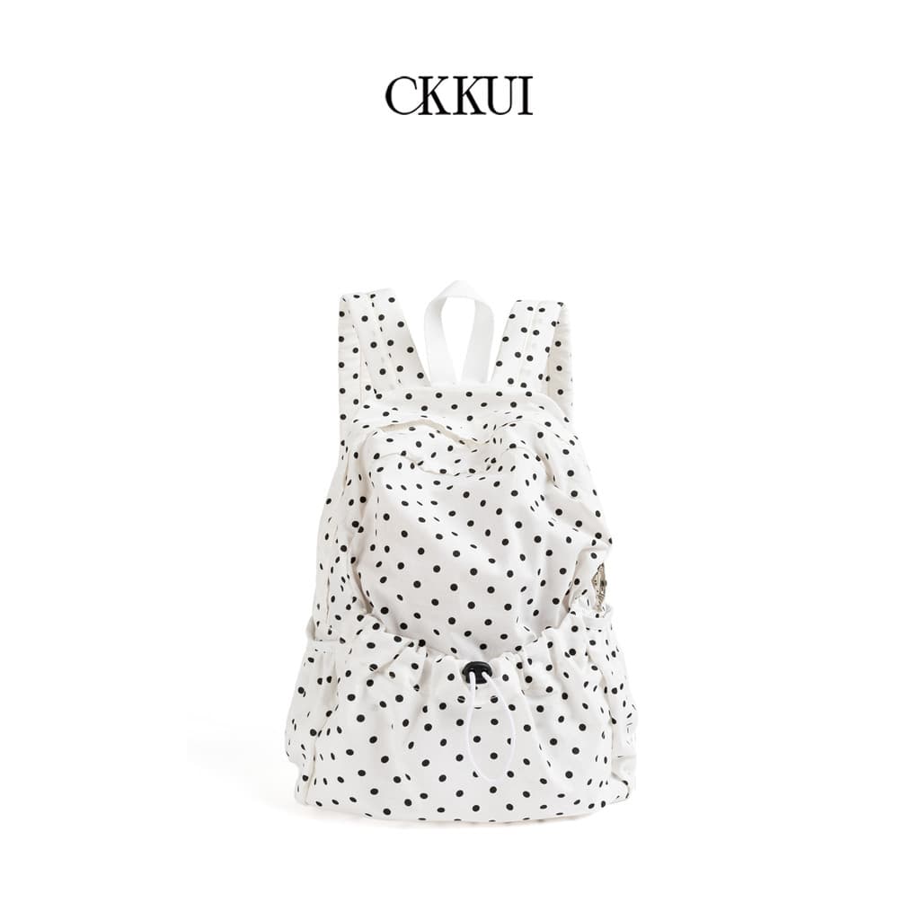 CKKUI Estilo Coreano Polka Dot Nylon Bolsa Cordão Nicho Design Mochila Grande Capacidade Commuter Bolsa de Viagem Mochil