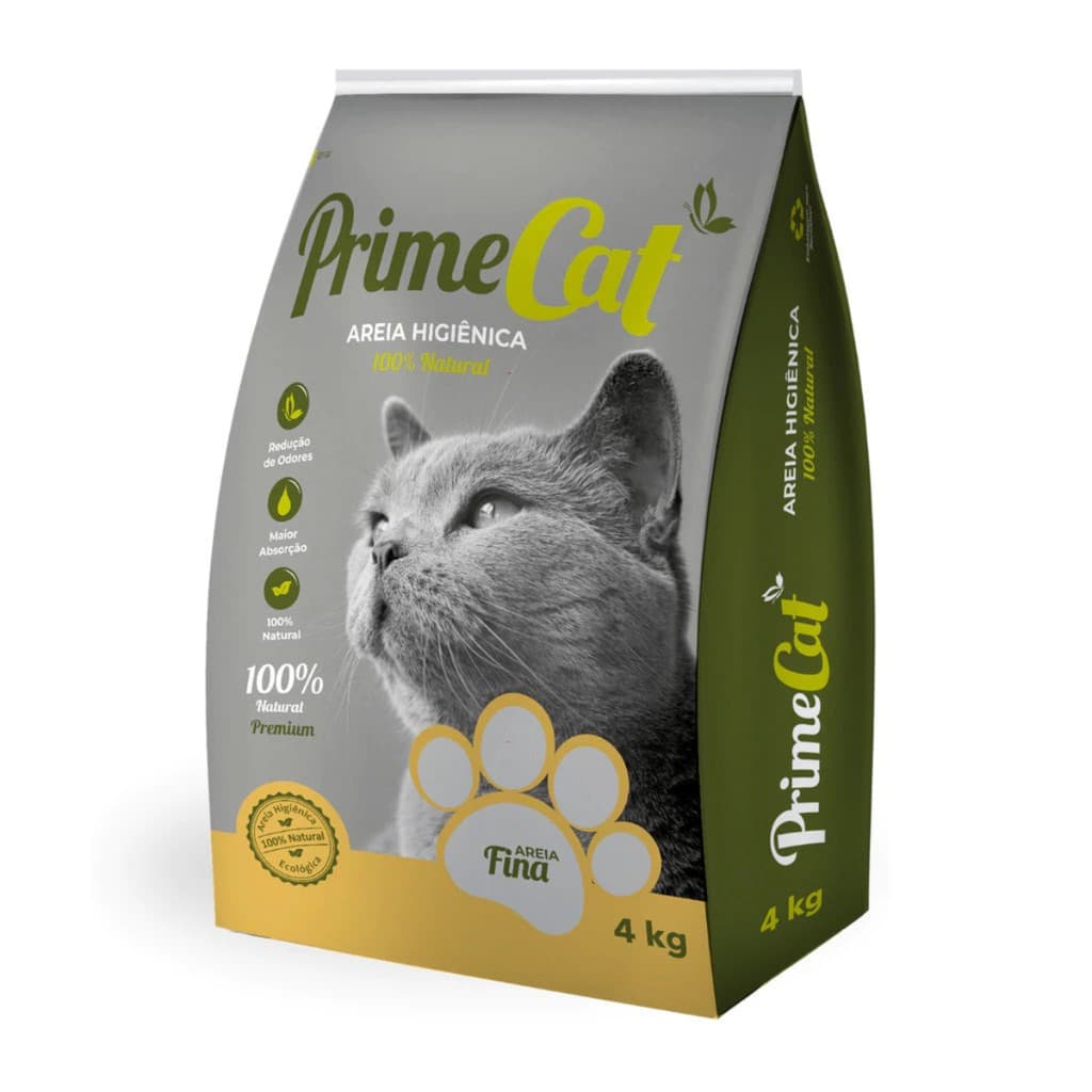 Areia Fina Higiênica 100% Natural Para Gatos 4kg Prime Cat