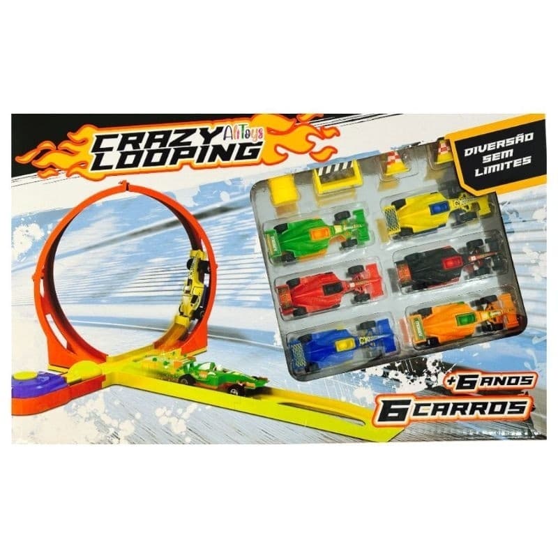 Pista de Carrinhos Crazy Looping com 6 Carros Fórmula 1 – Diversão Radical