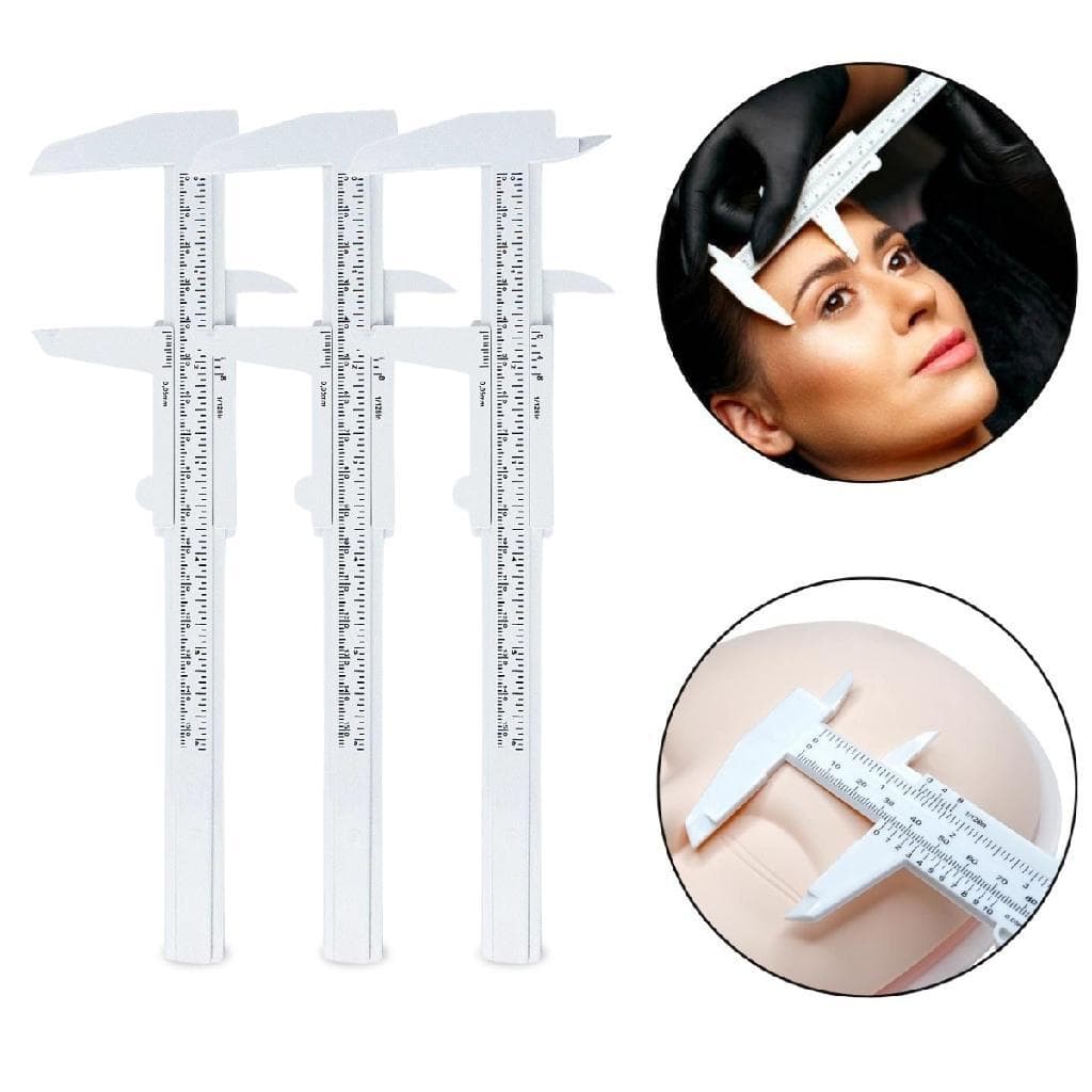 Kit 3 Paquímetro Plástico 15cm Micropigmentação Sobrancelha Design Beleza Estética Profissional