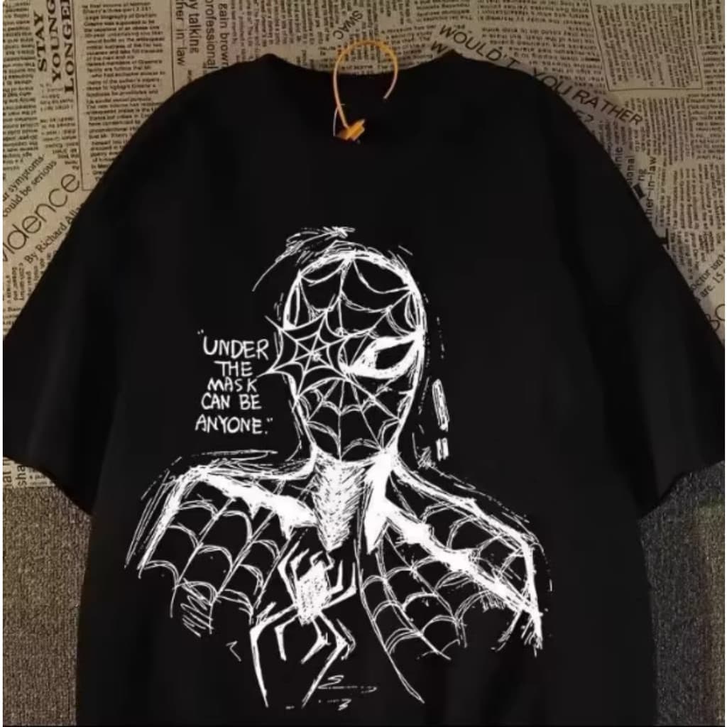 Camiseta Masculina Feminina Oversized Estampa Desenho Esboço Figura Teia com Frase Texto T-shirt Casual Streetwear