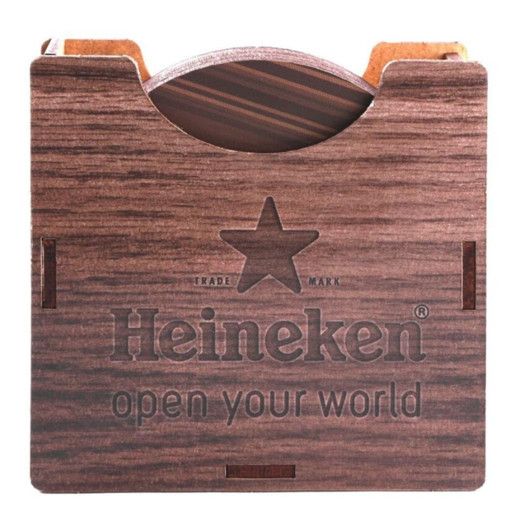 Porta Copo de Madeira MDF 6 Peças 9cm Apoio de Copo Estojo Cerveja