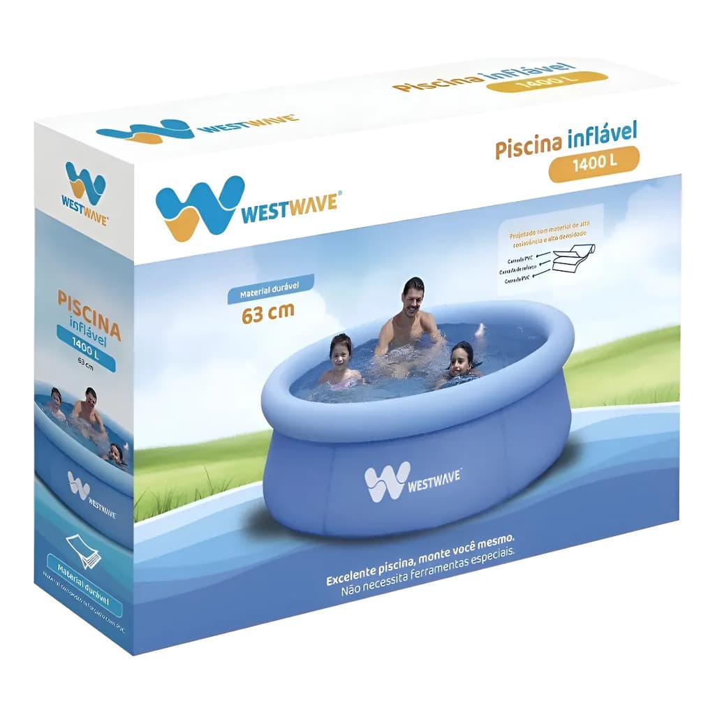 Piscina Inflável 1400 Litros Redonda Compacta PVC Westwave
