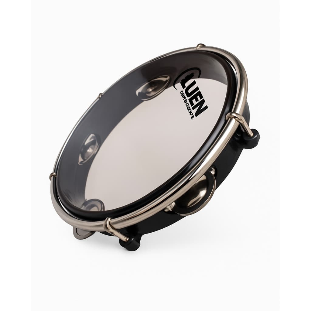 Pandeiro Luen 8 Junior Pele Cristal Abs Platinelas De Inox Cor Preto