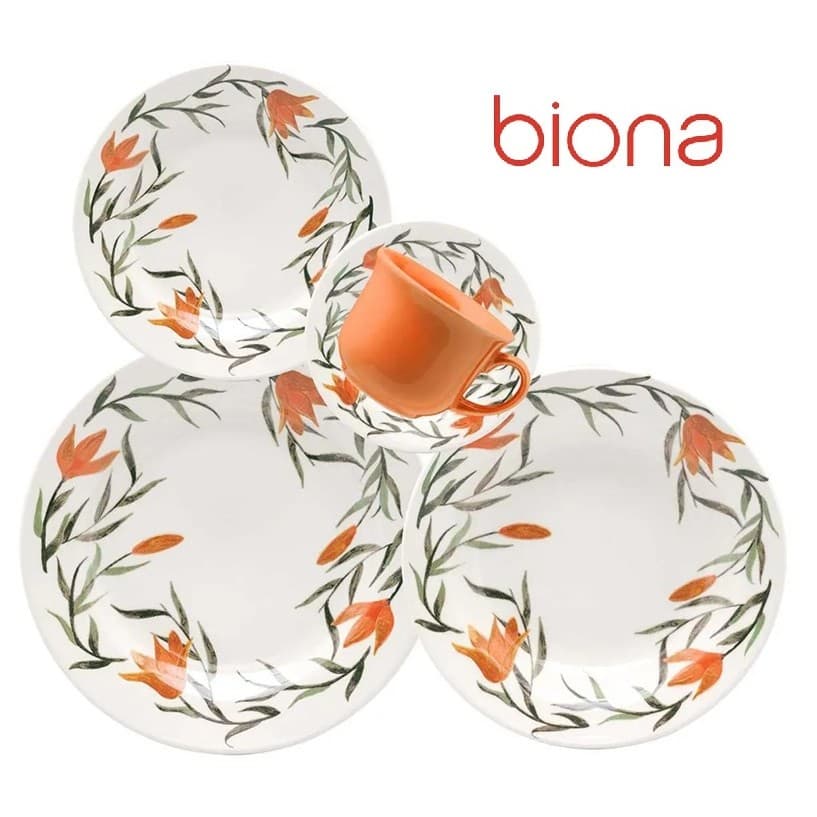 Aparelho de Jantar 20 Peças Donna Lírios Biona – Conjunto Elegante e Resistente para 4 Pessoas