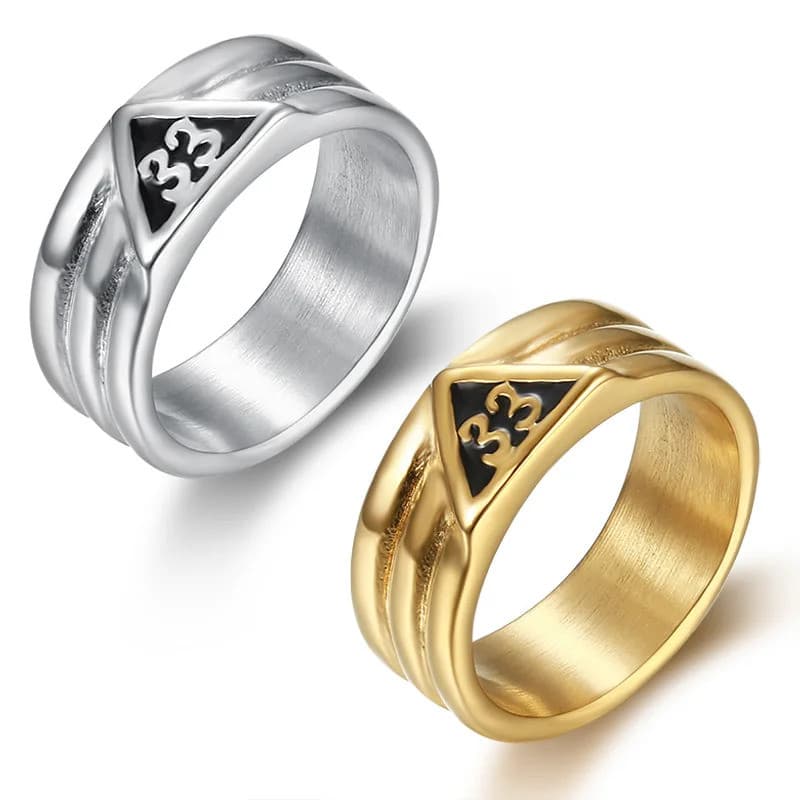 Anel Maçônico Clássico 33 Joias de Aço Inoxidável Moda Maçonaria Anel Masculino de Motociclista Atacado MR0022