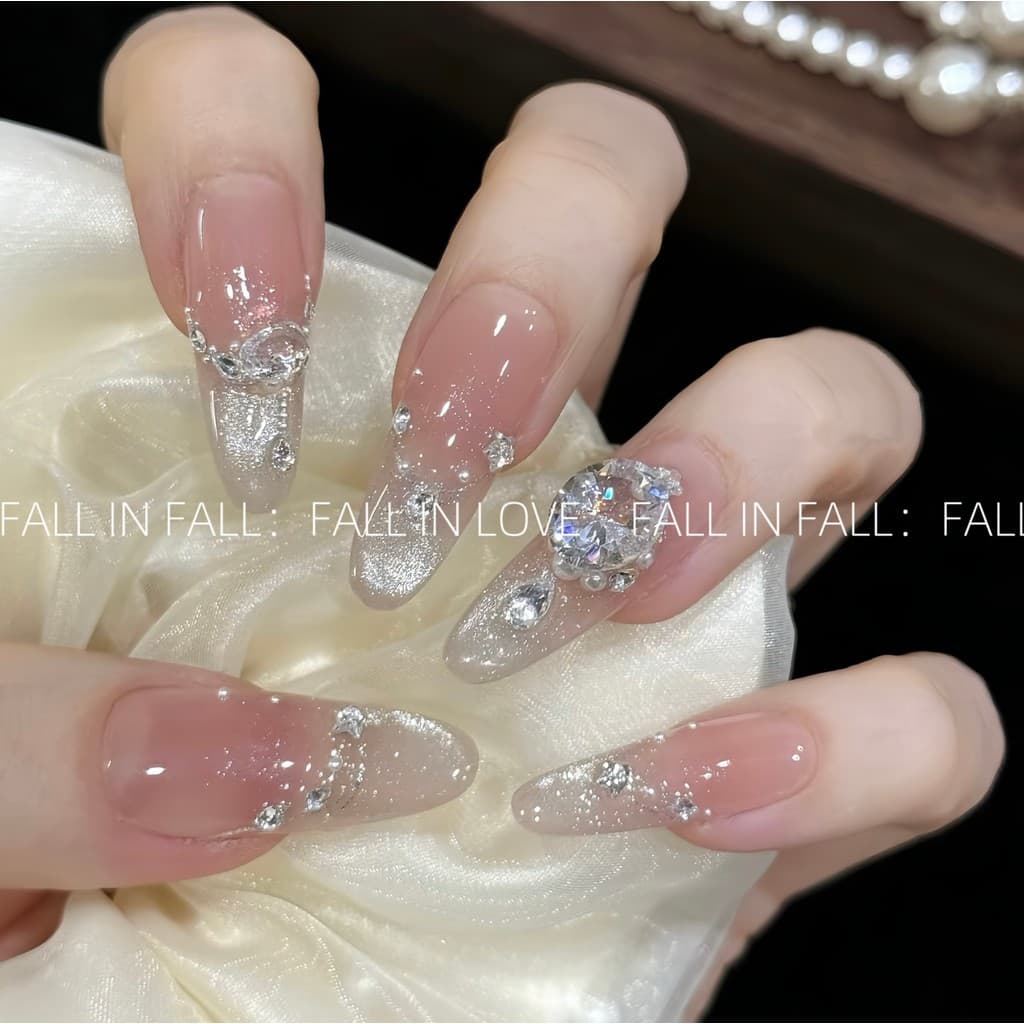 [Rosa de cristal] outono inverno novo estilo cristal estroboscópico olho de gato diamante quebrado High-End unhas usadas