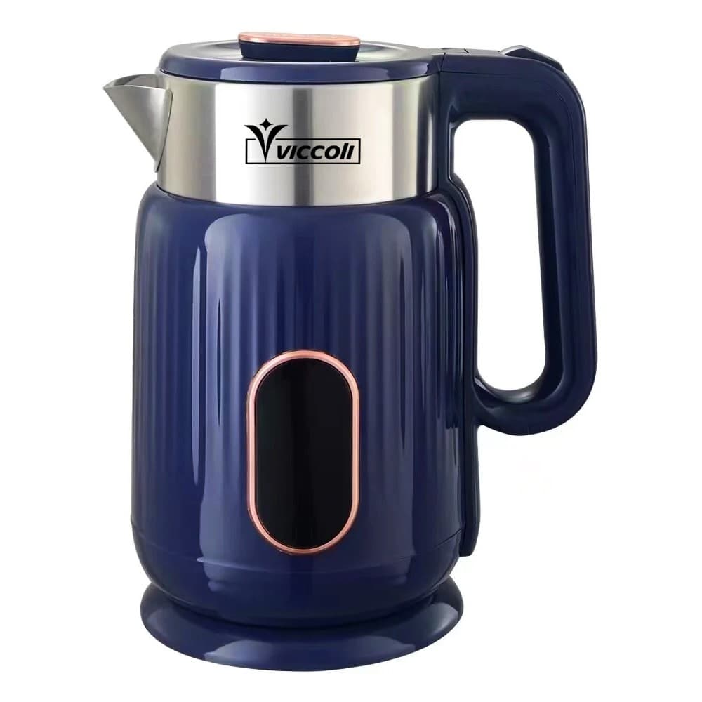 Chaleira Elétrica Térmica 2.5L Viccoli Azul e Bege Moderno 1800W 110V/220V
