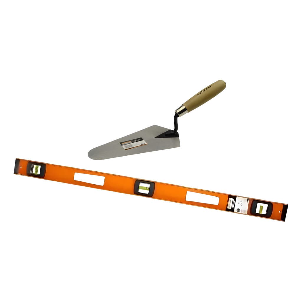 Kit Nível Alumínio Profissional 48 Polegadas120cm + Colher De Pedreiro 8 polegadas Starfer