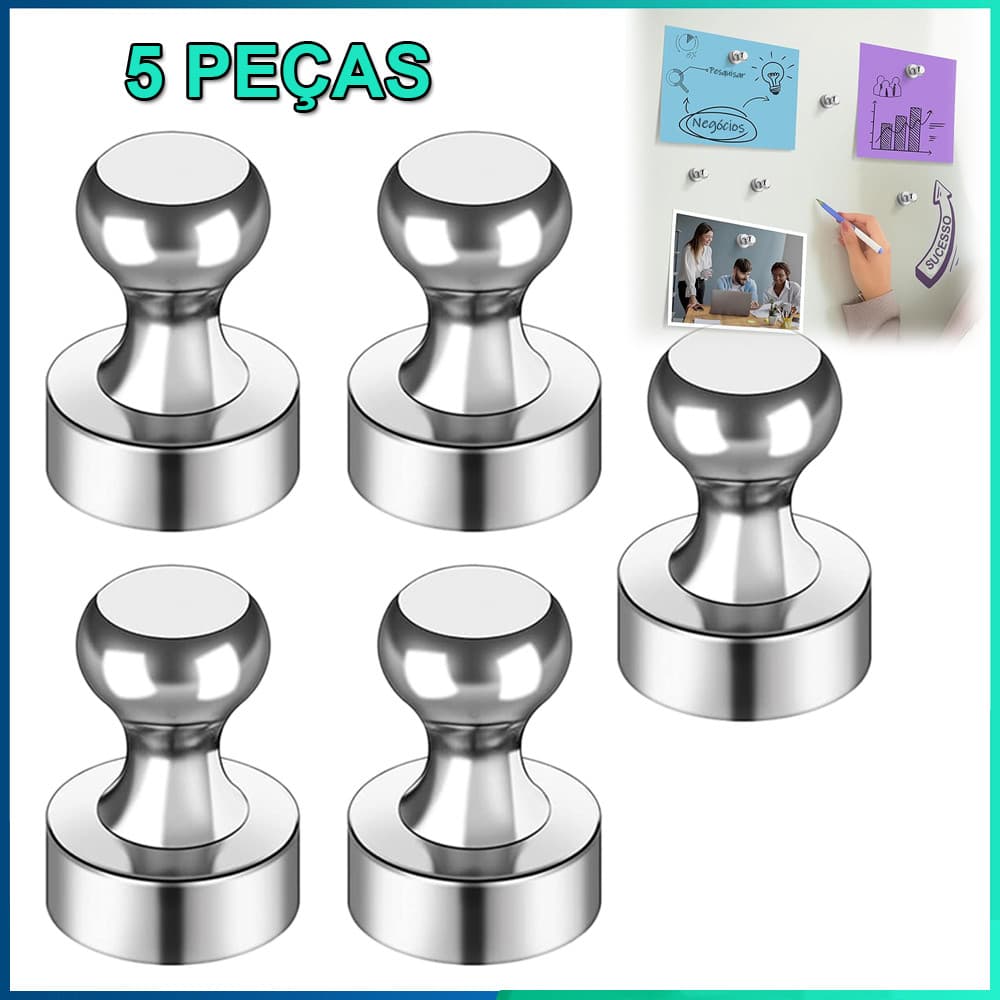 5 Pçs Prata  Forte Neodímio Magnético Pinos Otário Percevejo Ímã De Aço Durável Push Pin Para Geladeira Quadro Branco