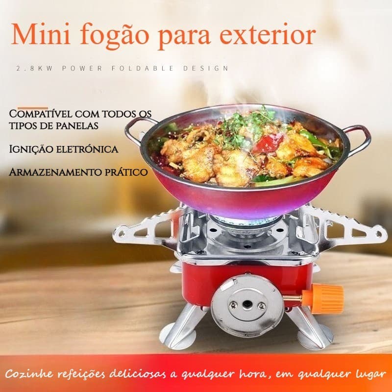 Fogão portátil com ignição automática, fogão a gás, acampamento, viagem, dobrável