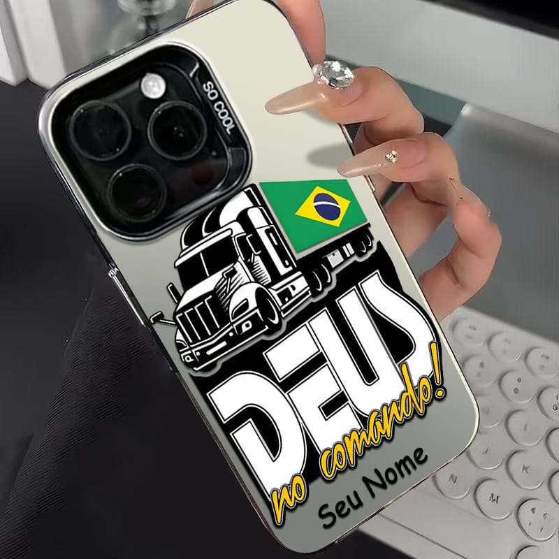 Capinha de personalizada Deus no Comando Caminhoneiro para iPhone 11 13 x xr xs max 12 14 15 16 pro max 7 15 Plus capa