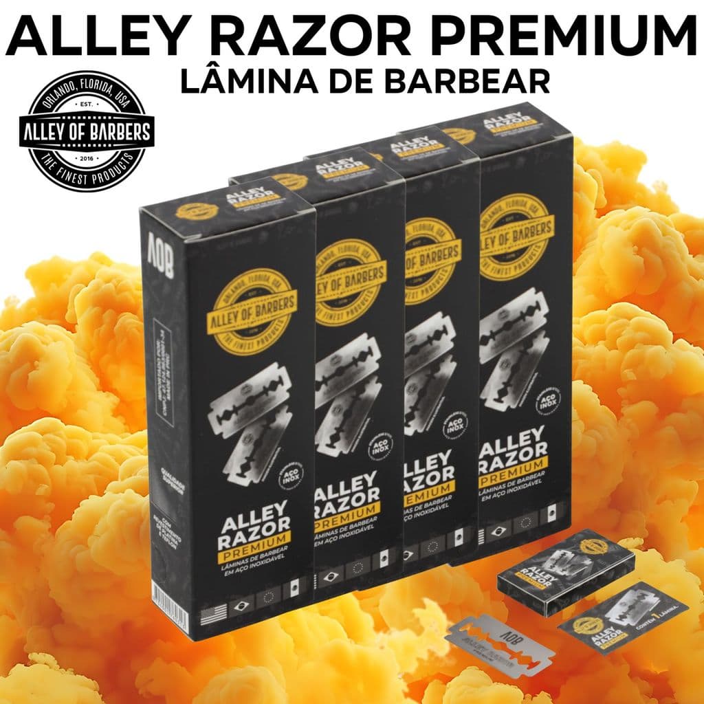 Kit Lâminas de Barbear em Aço Inoxidável 100 Unid. - Alley Razor Premium