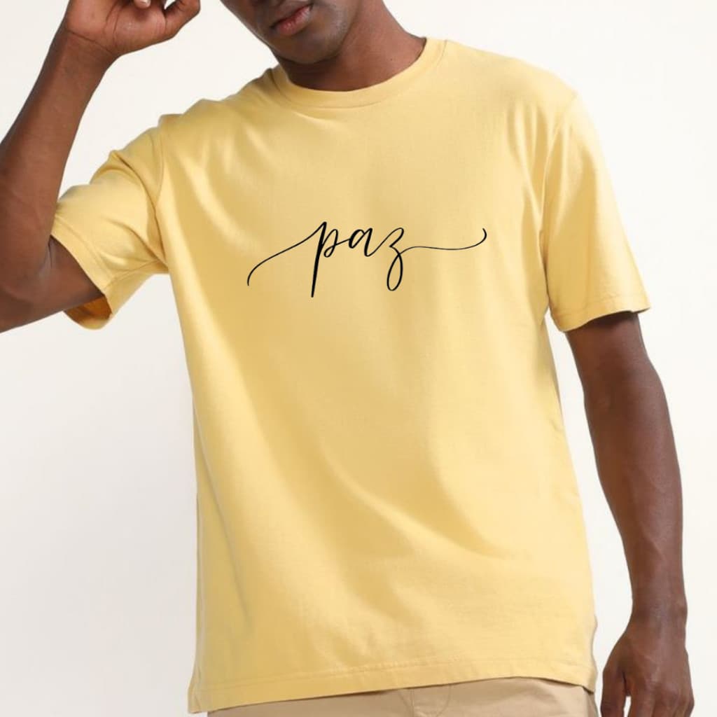 Camiseta Amarela Masculina Camisa Algodão Ano Novo Casual
